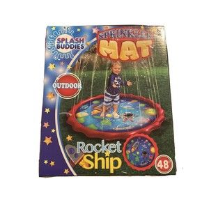 Splash Buddies Sprinkler Water Sprayer Play Mat Rocket Ship Ages 3+ 48in Wide